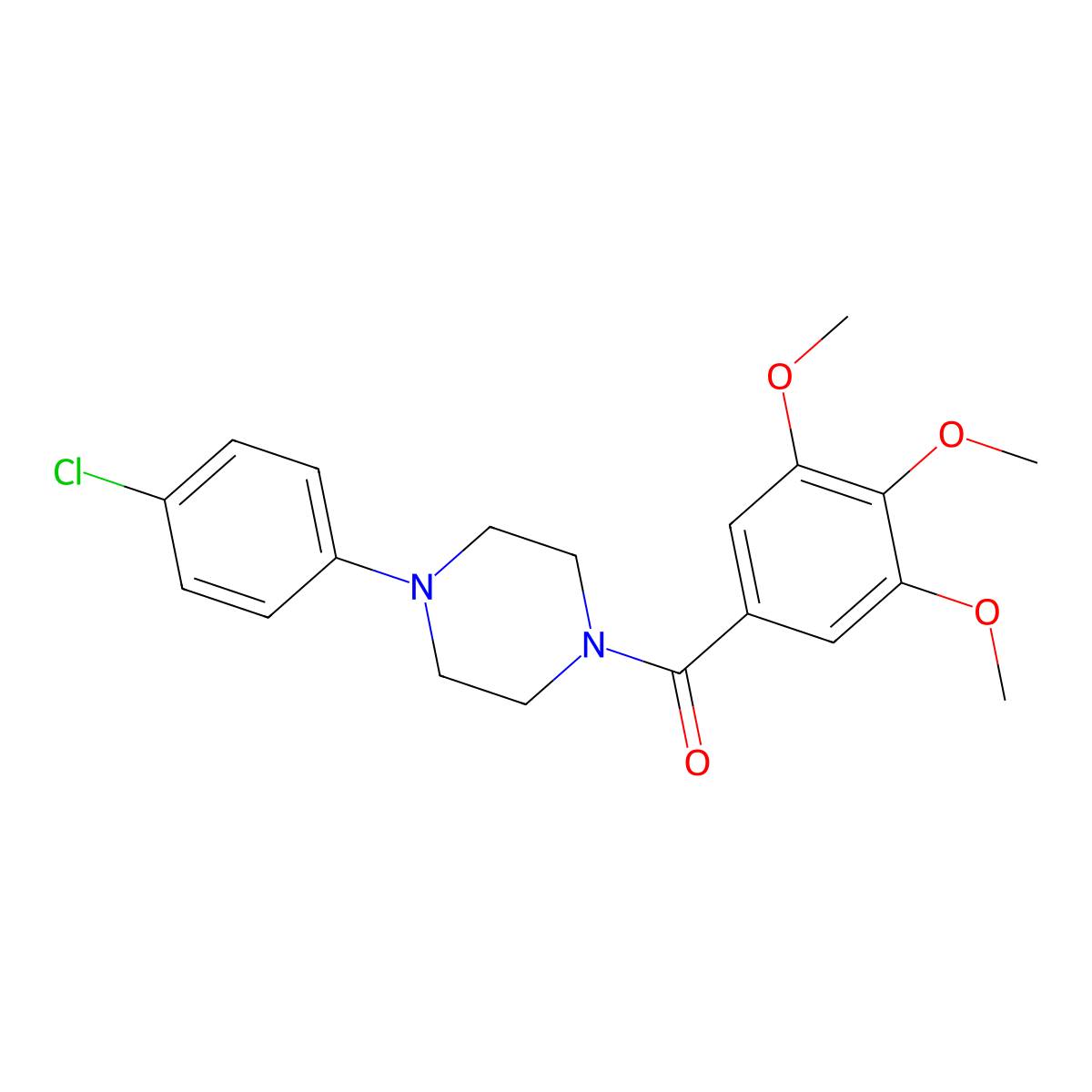 Ketone, 4-(p-chlorophenyl)piperazinyl 3,4,5-trimethoxyphenyl molecular structure, CAS 17766-66-4