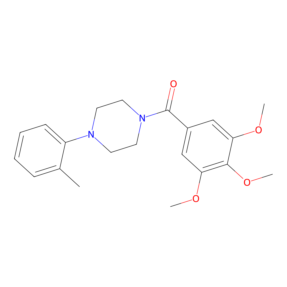 (4-(o-Tolyl)piperazin-1-yl)(3,4,5-trimethoxyphenyl)methanone molecular structure, CAS 17766-72-2