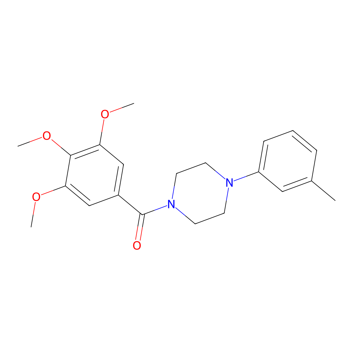 Ketone, 4-(m-tolyl)piperazinyl 3,4,5-trimethoxyphenyl molecular structure, CAS 17766-74-4