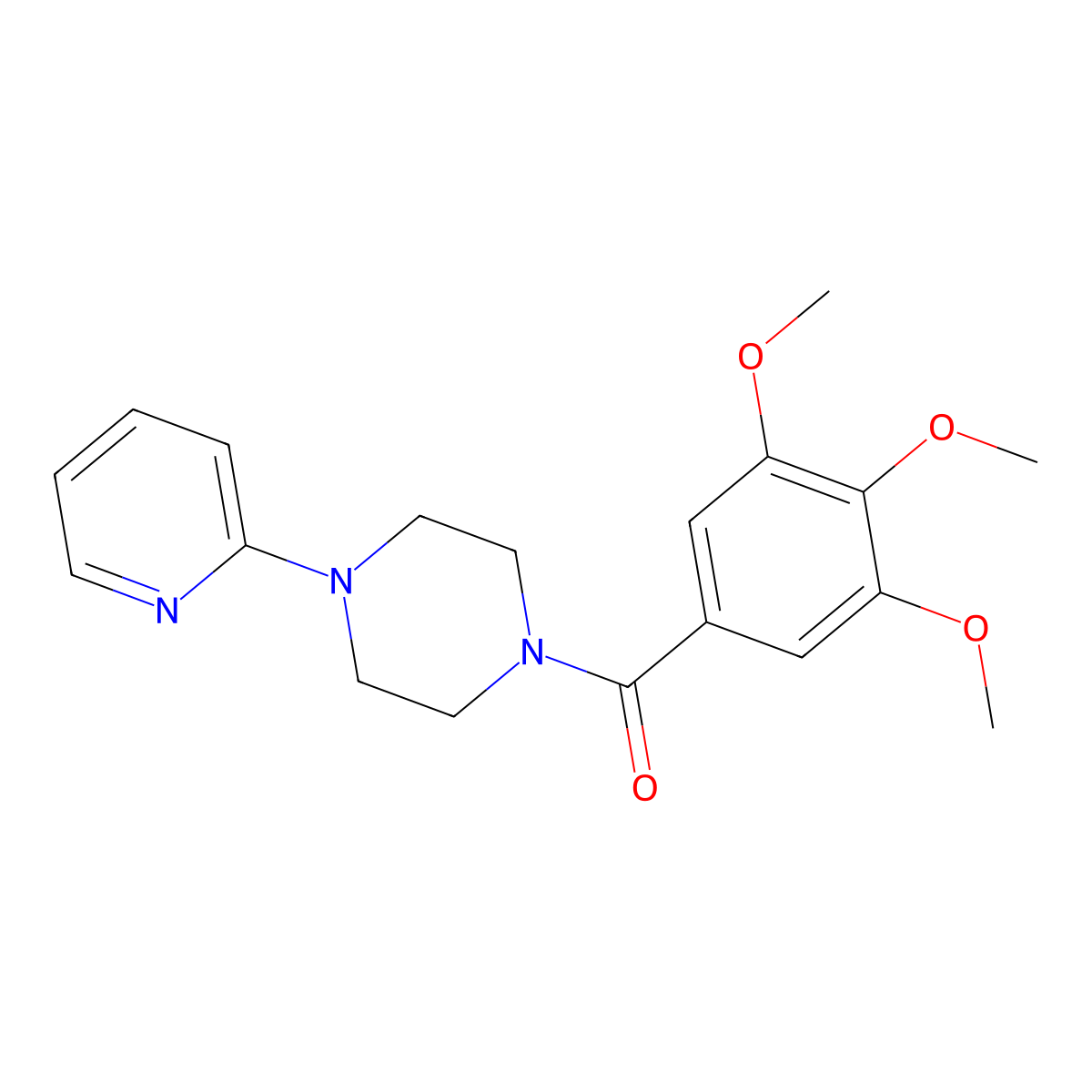 Ketone, 4-(2-pyridyl)piperazinyl 3,4,5-trimethoxyphenyl molecular structure, CAS 17766-77-7