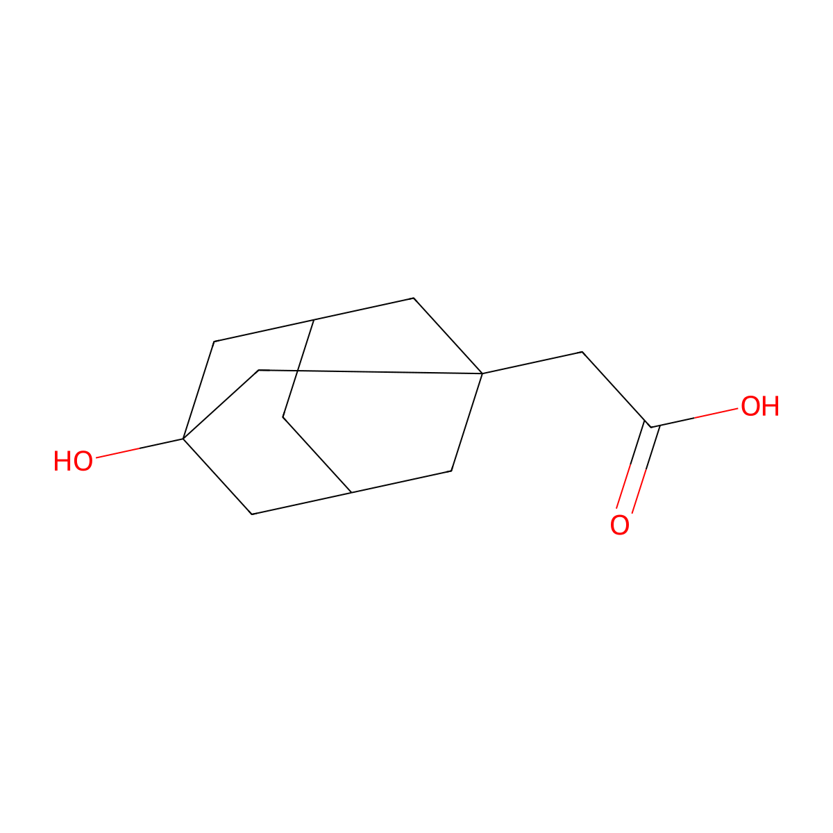 2-(3-Hydroxyadamantan-1-yl)acetic acid molecular structure, CAS 17768-36-4