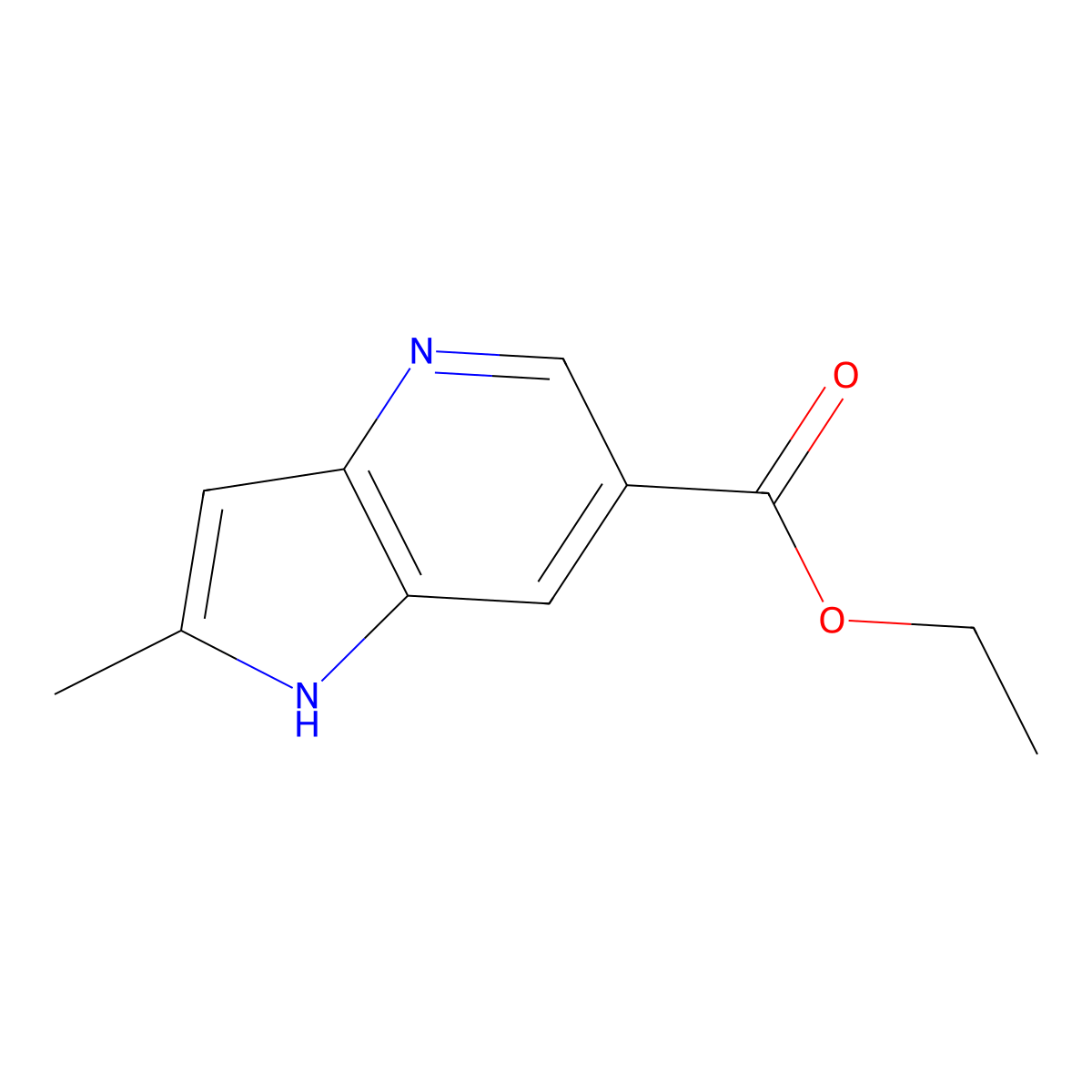Ethyl 2-methyl-1H-pyrrolo[3,2-b]pyridine-6-carboxylate molecular structure, CAS 1776973-48-8