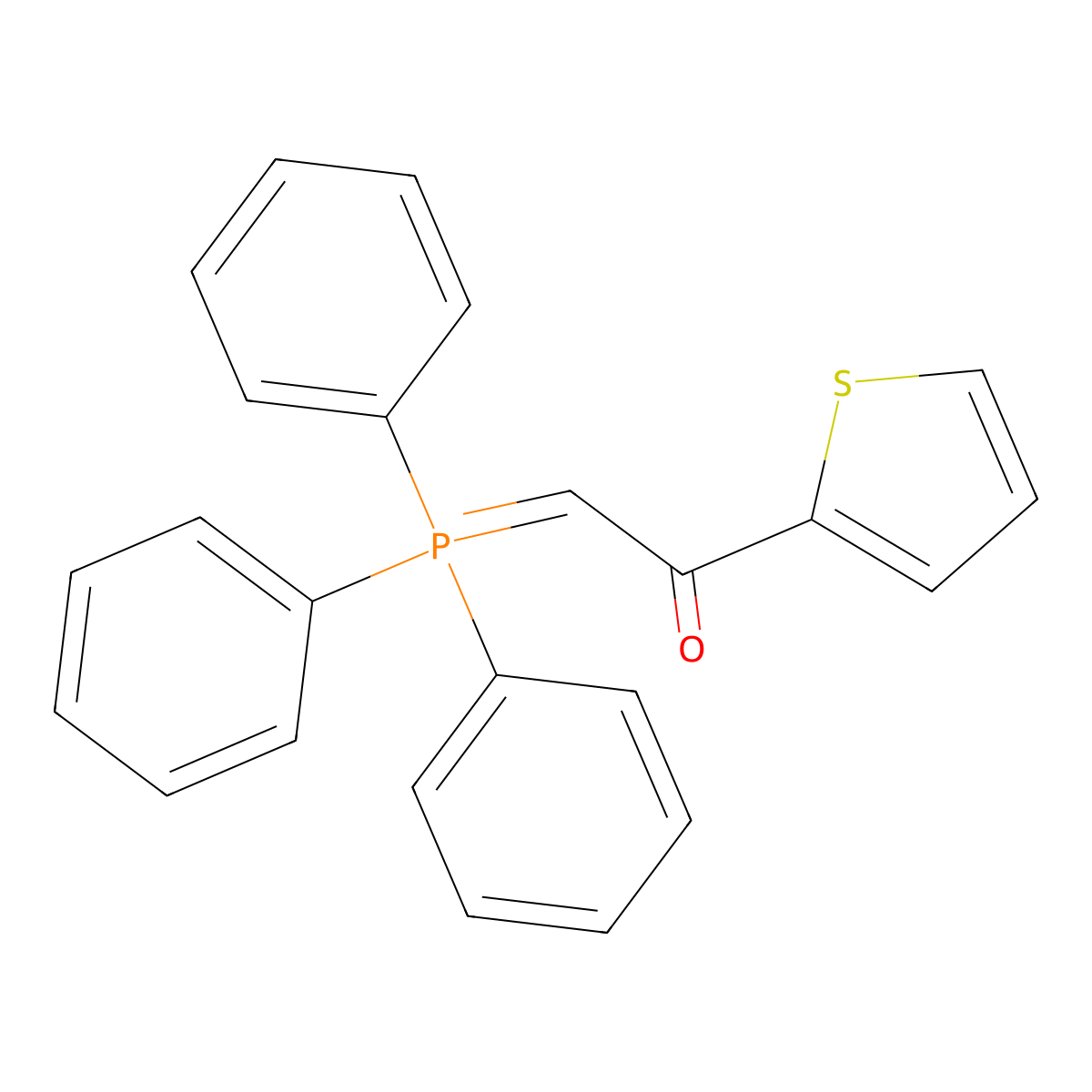 Ethanone, 1-(2-thienyl)-2-(triphenylphosphoranylidene)- molecular structure, CAS 1777-61-3