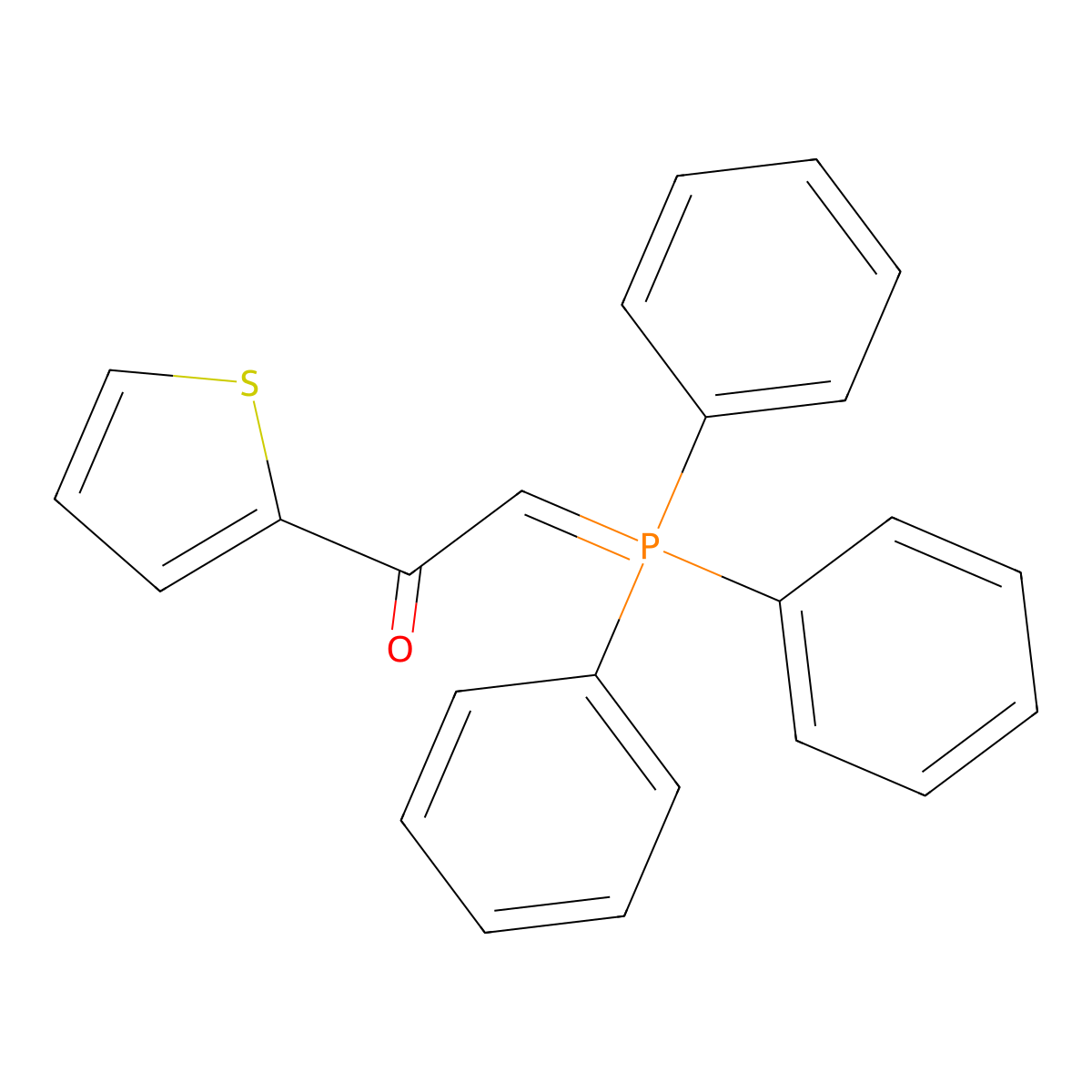 Ethanone, 1-(2-thienyl)-2-(triphenylphosphoranylidene)- molecular structure, CAS 1777-61-3
