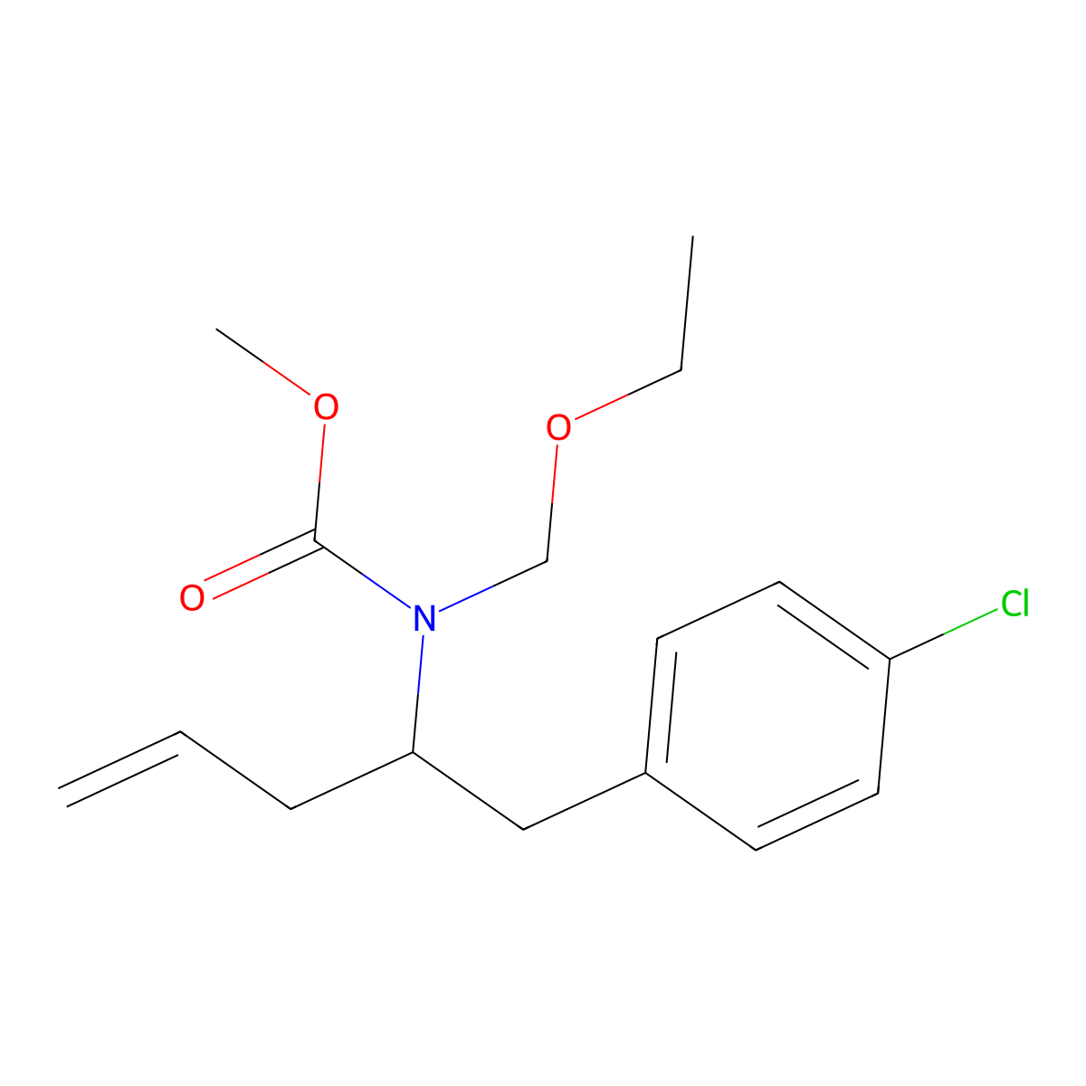 Methyl (1-(4-chlorophenyl)pent-4-en-2-yl)(ethoxymethyl)carbamate molecular structure, CAS 177707-16-3