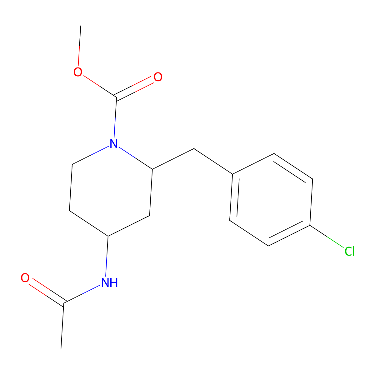 (2R,4S)-methyl 4-acetamido-2-(4-chlorobenzyl)piperidine-1-carboxylate molecular structure, CAS 177707-17-4
