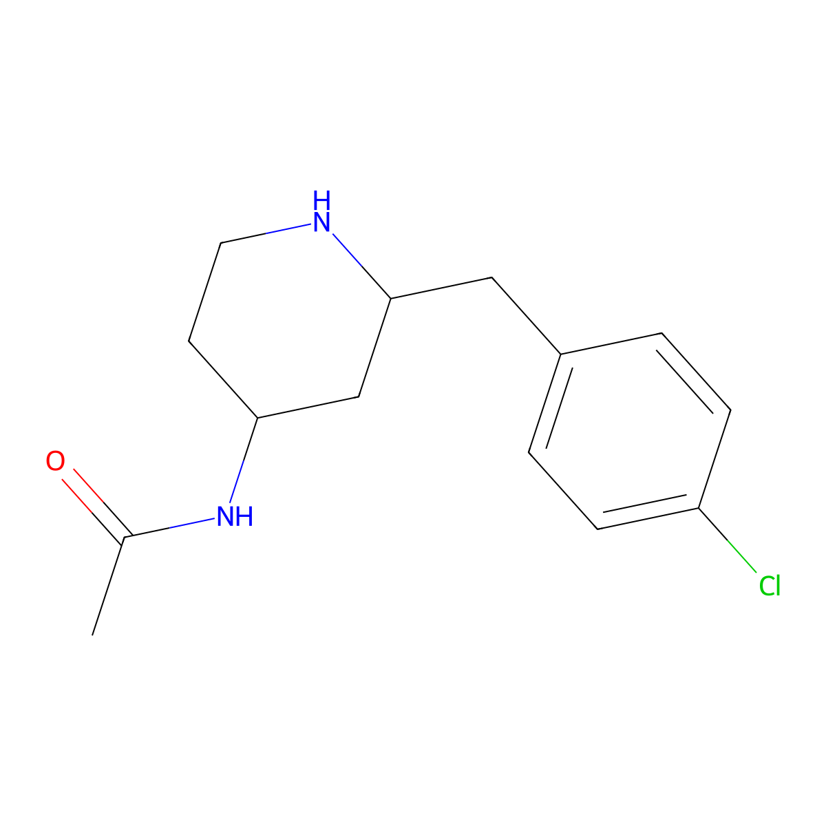 N-((2R,4S)-2-(4-chlorobenzyl)piperidin-4-yl)acetamide molecular structure, CAS 177707-20-9
