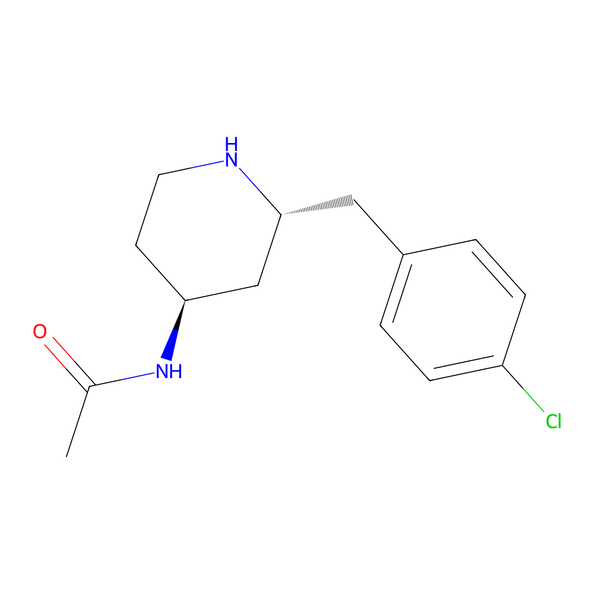 N-((2R,4S)-2-(4-chlorobenzyl)piperidin-4-yl)acetamide molecular structure, CAS 177707-20-9