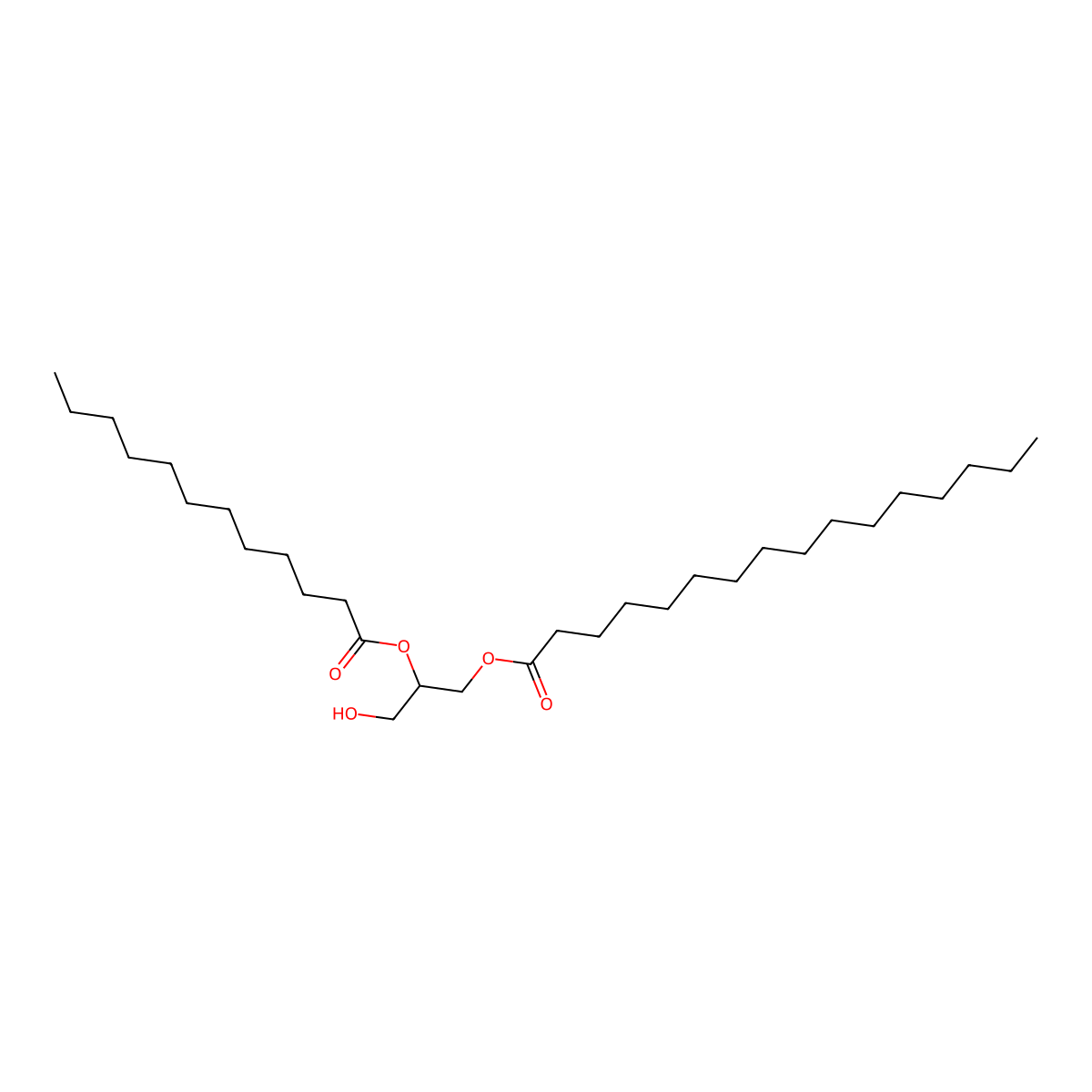 (2-Dodecanoyloxy-3-hydroxypropyl) hexadecanoate molecular structure, CAS 177717-58-7