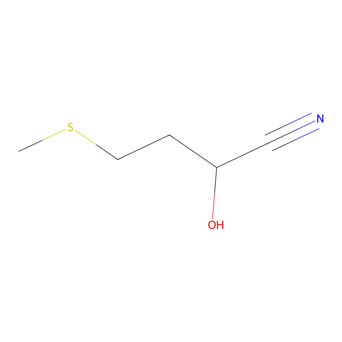 Butanenitrile, 2-hydroxy-4-(methylthio)- molecular structure, CAS 17773-41-0