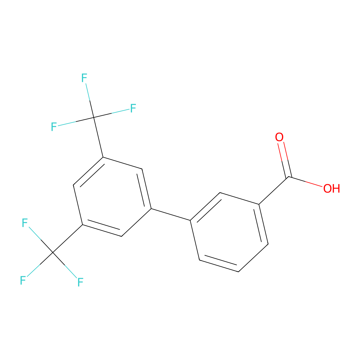 3',5'-Bis(trifluoromethyl)-[1,1'-biphenyl]-3-carboxylic acid molecular structure, CAS 177733-57-2