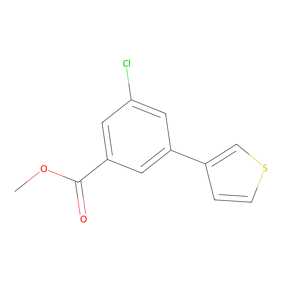 Methyl 3-chloro-5-(thiophen-3-YL)benzoate molecular structure, CAS 177735-07-8
