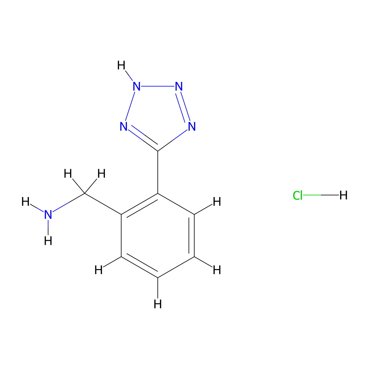 1-[2-(1H-1,2,3,4-tetrazol-5-yl)phenyl]methanamine hydrochloride molecular structure, CAS 177736-23-1