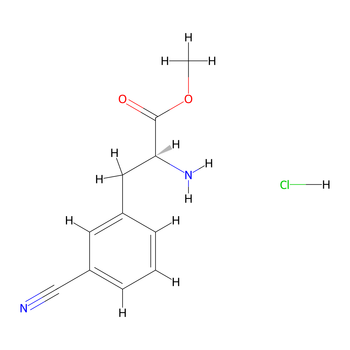 Methyl (S)-2-amino-3-(3-cyanophenyl)propanoate hydrochloride molecular structure, CAS 177740-32-8