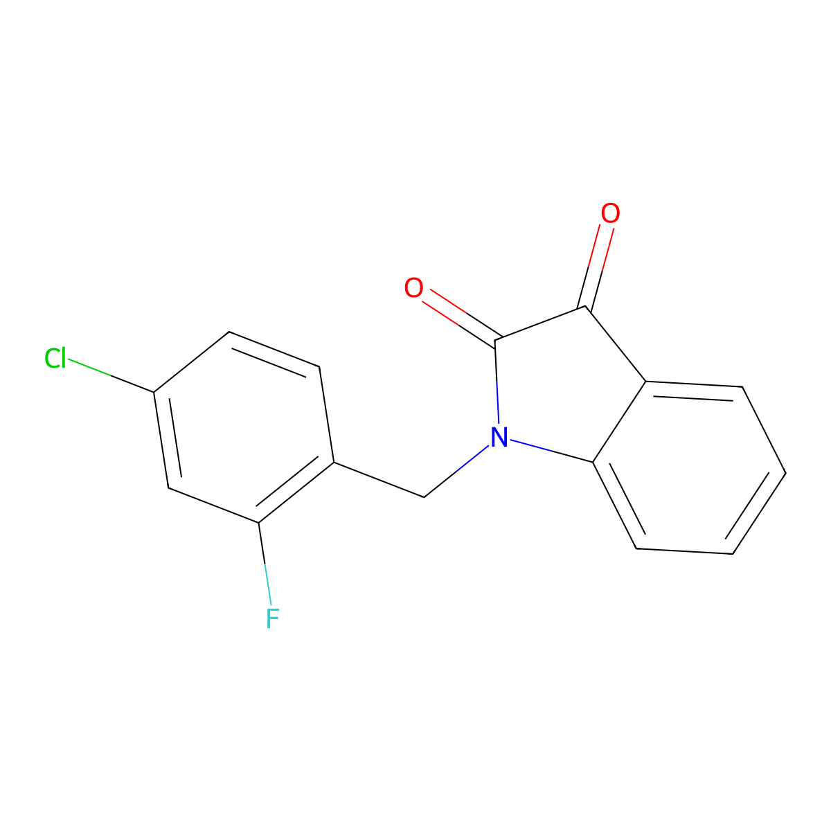 1-[(4-chloro-2-fluorophenyl)methyl]-2,3-dihydro-1H-indole-2,3-dione molecular structure, CAS 1777456-97-9