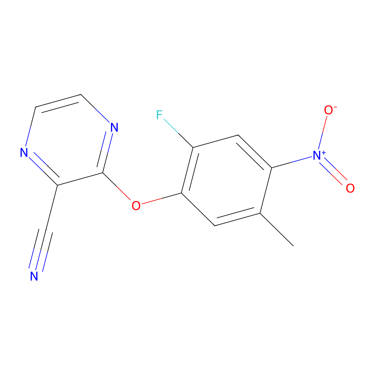 3-(2-Fluoro-5-methyl-4-nitrophenoxy)pyrazine-2-carbonitrile molecular structure, CAS 1777474-63-1