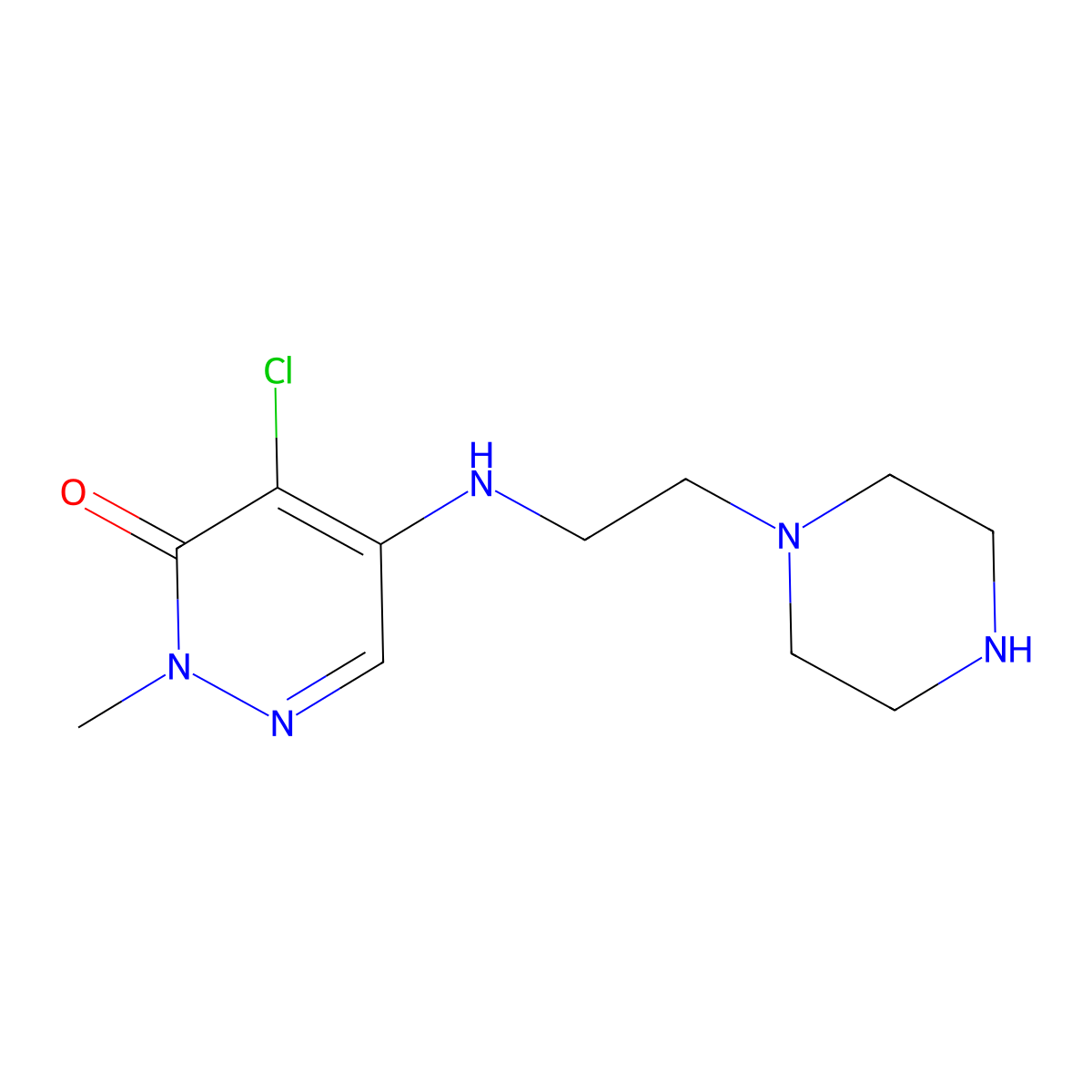 4-Chloro-2-methyl-5-{[2-(piperazin-1-yl)ethyl]amino}-2,3-dihydropyridazin-3-one molecular structure, CAS 1777513-29-7