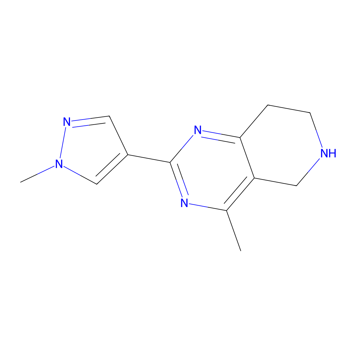 4-methyl-2-(1-methyl-1H-pyrazol-4-yl)-5,6,7,8-tetrahydropyrido[4,3-d]pyrimidine molecular structure, CAS 1777550-56-7