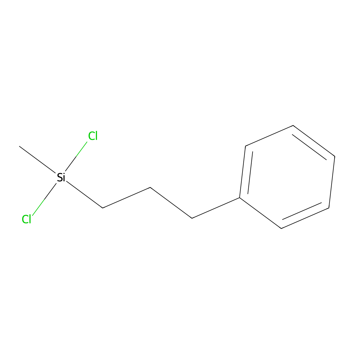 Dichloro(methyl)(3-phenylpropyl)silane molecular structure, CAS 17776-66-8