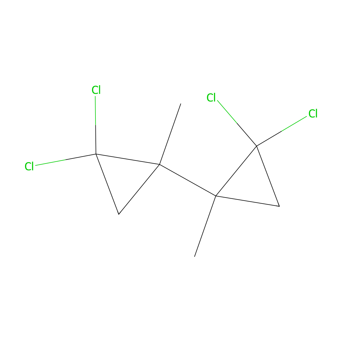 1,1-Dichloro-2-(2,2-dichloro-1-methylcyclopropyl)-2-methylcyclopropane molecular structure, CAS 17776-97-5