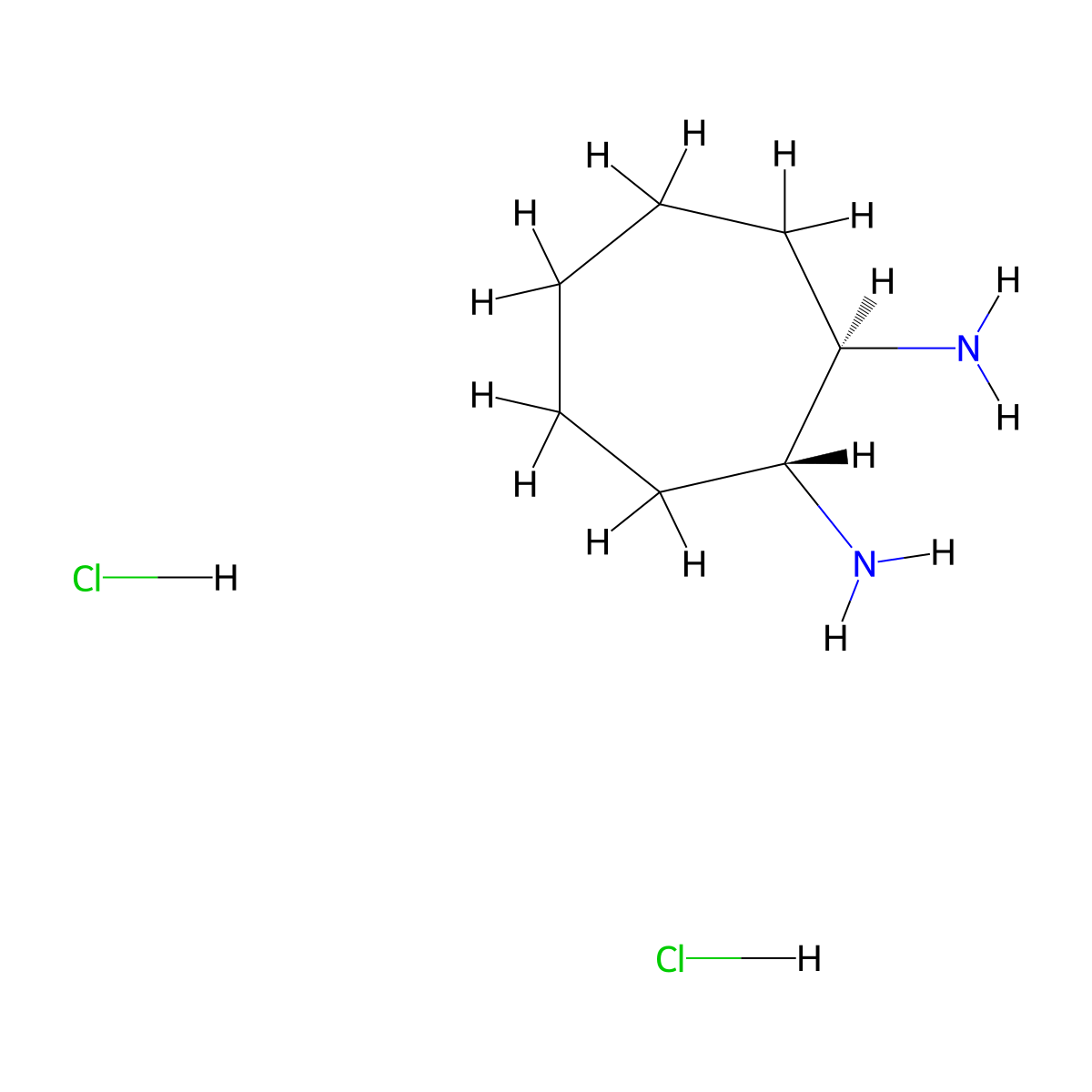 (1R,2R)-cycloheptane-1,2-diamine dihydrochloride molecular structure, CAS 177765-50-3