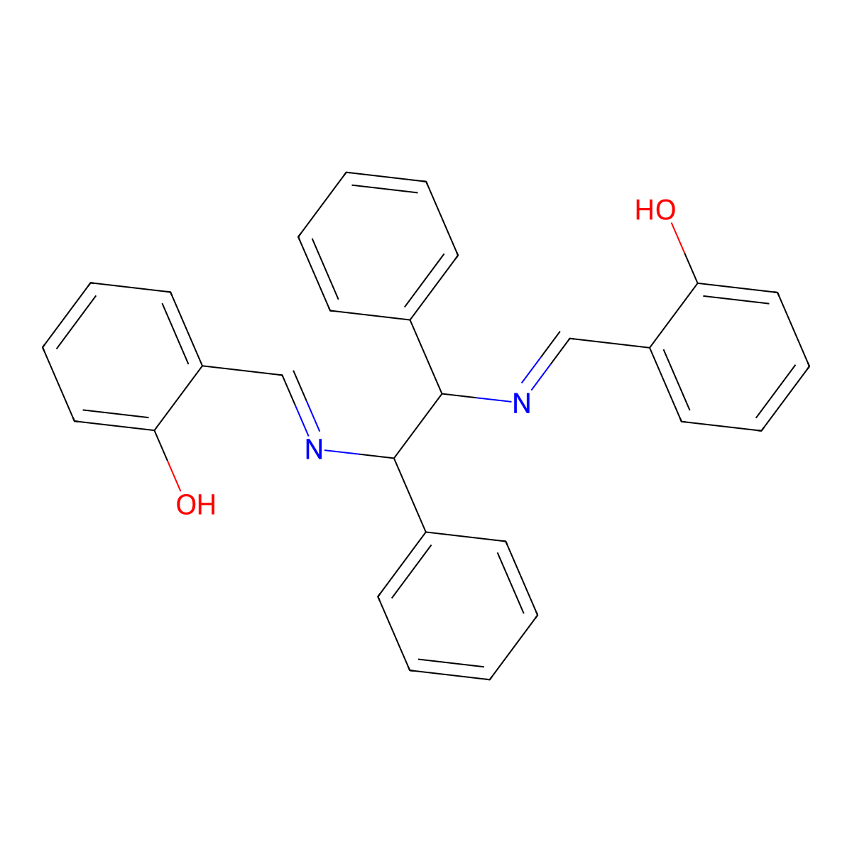 2,2'-((1E,1'E)-(((1S,2S)-1,2-Diphenylethane-1,2-diyl)bis(azanylylidene))bis(methanylylidene))diphenol molecular structure, CAS 177770-03-5
