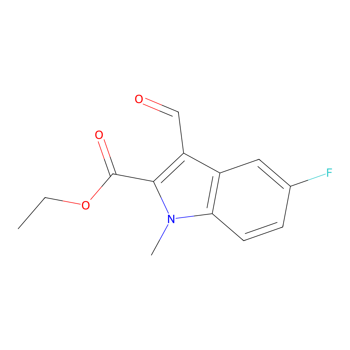 ethyl 5-fluoro-3-formyl-1-methyl-1H-indole-2-carboxylate molecular structure, CAS 1777789-50-0