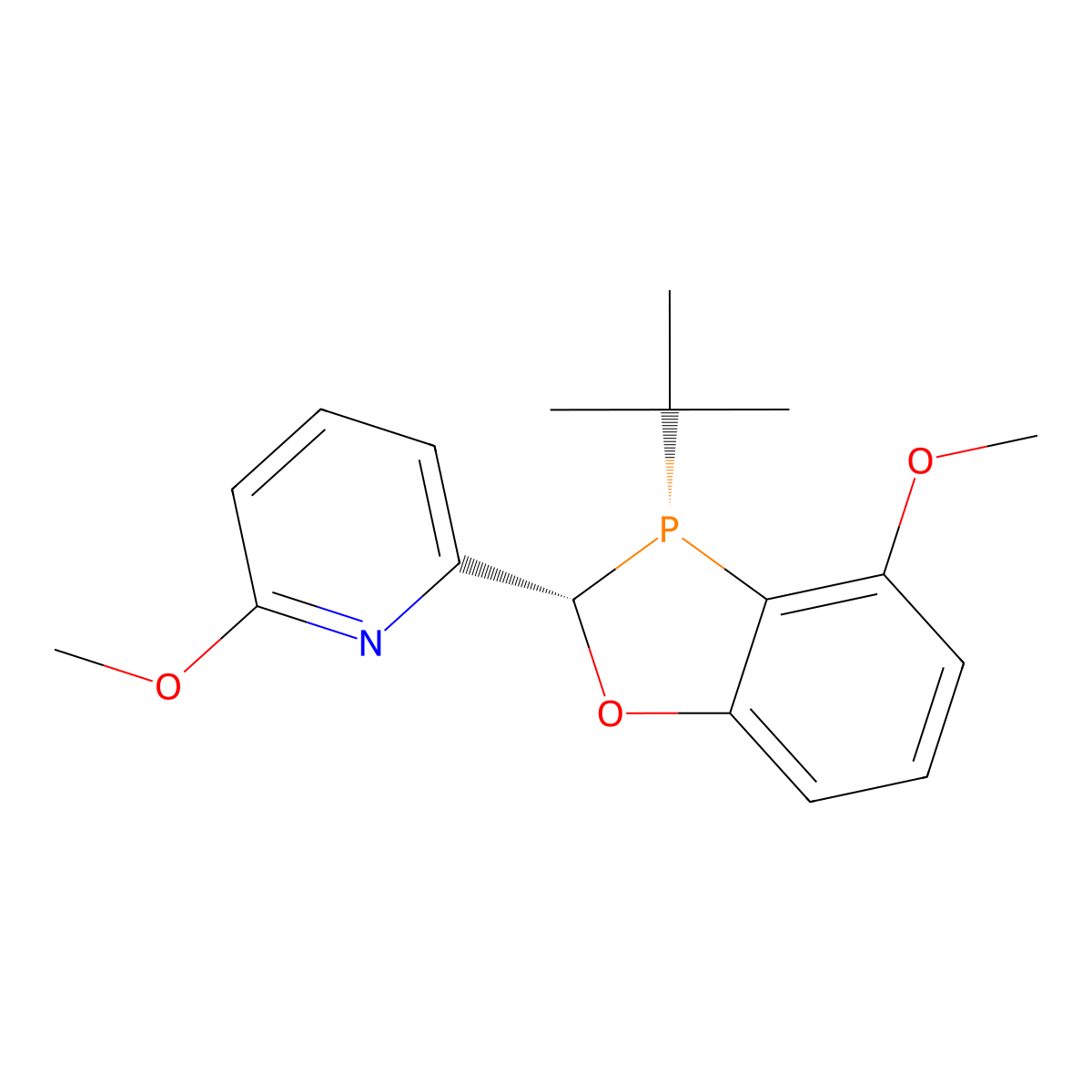 2-((2S,3S)-3-(tert-Butyl)-4-methoxy-2,3-dihydrobenzo[d][1,3]oxaphosphol-2-yl)-6-methoxypyridine , (2S,3S)-MeO-BoQPhos molecular structure, CAS 1777796-37-8
