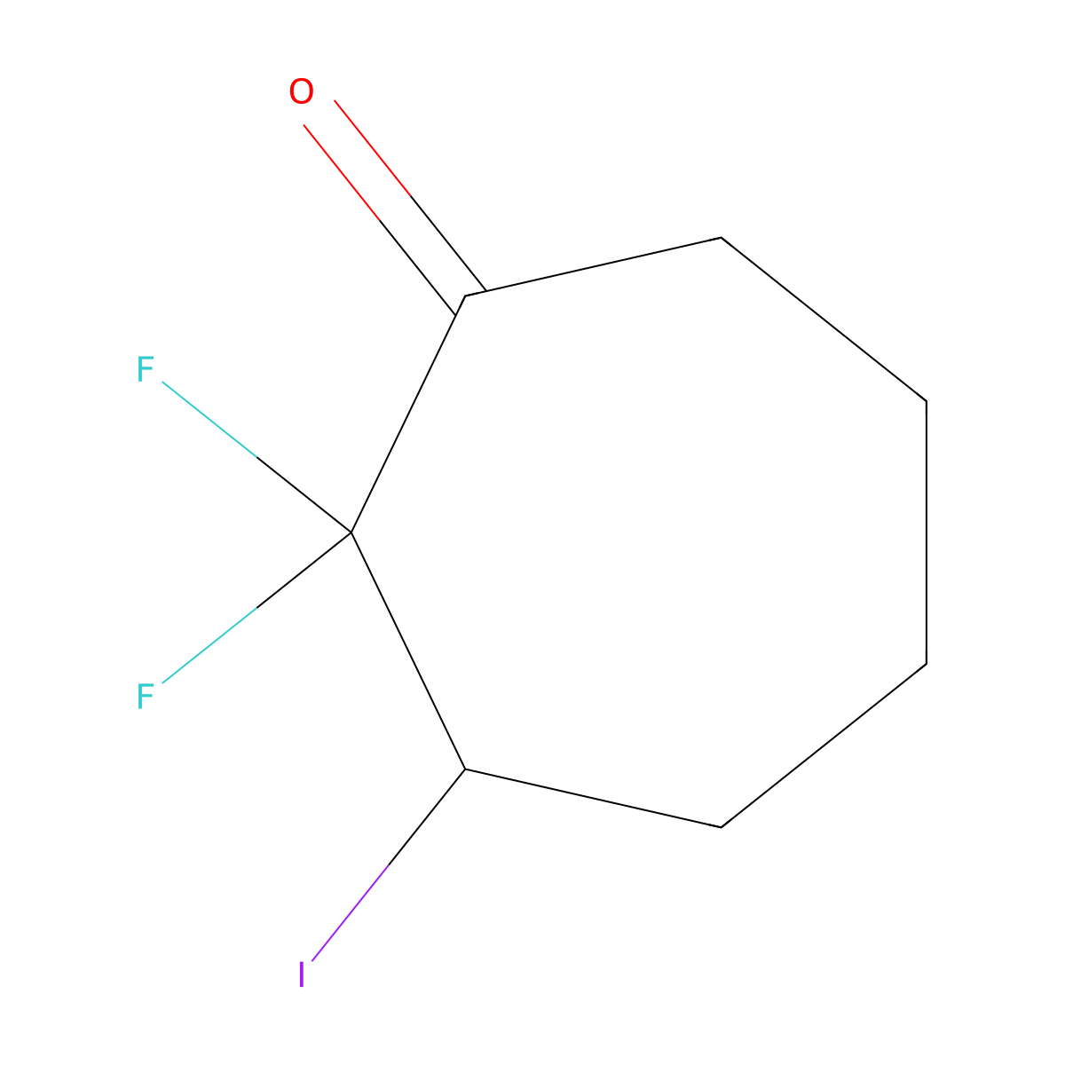 2,2-Difluoro-3-iodocycloheptan-1-one molecular structure, CAS 1777805-09-0