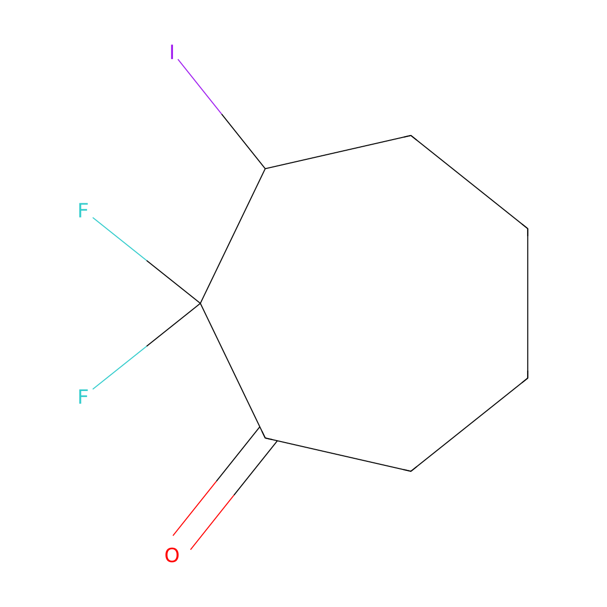 2,2-Difluoro-3-iodocycloheptan-1-one molecular structure, CAS 1777805-09-0