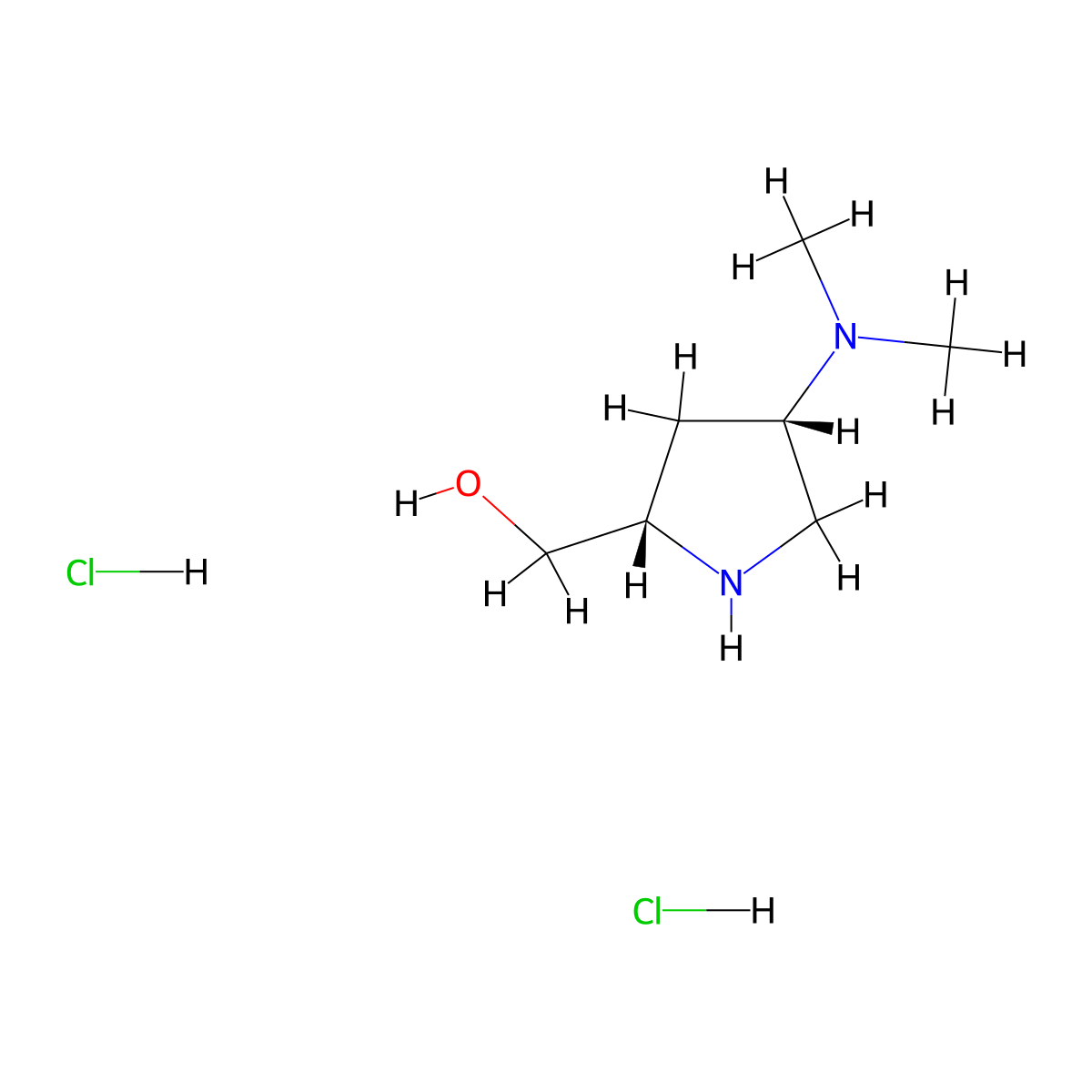 [(2S,4S)-4-(Dimethylamino)-2-pyrrolidinyl]methanol dihydrochloride molecular structure, CAS 1777812-81-3