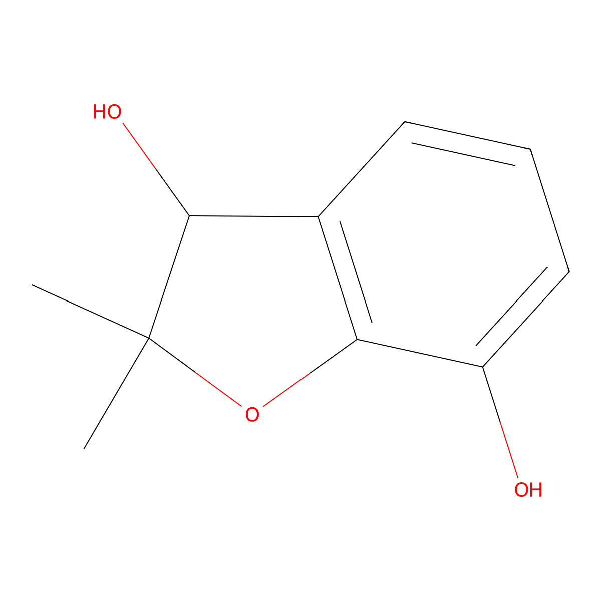 2,2-Dimethyl-2,3-dihydrobenzofuran-3,7-diol molecular structure, CAS 17781-15-6