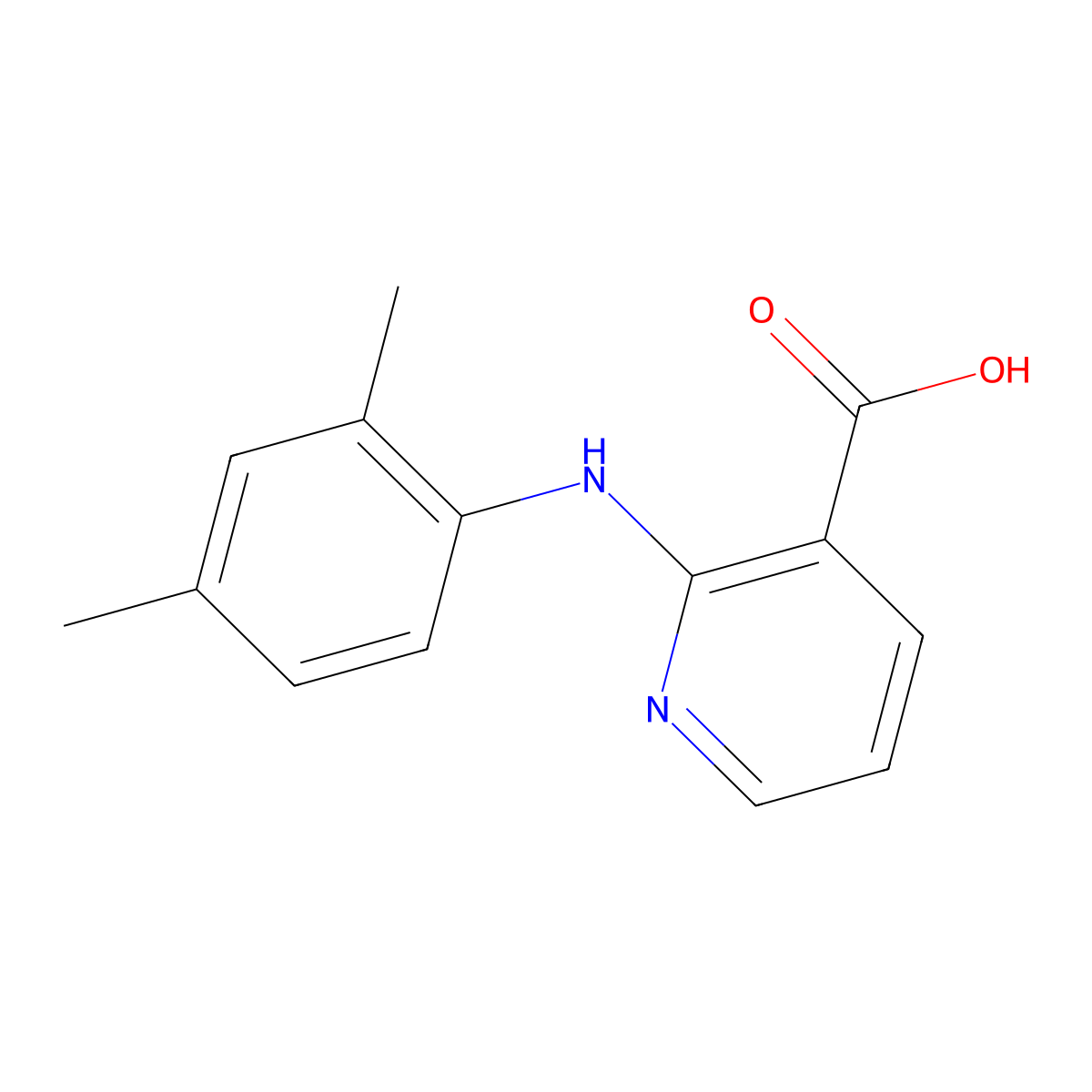 2-((2,4-Dimethylphenyl)amino)pyridine-3-carboxylic acid molecular structure, CAS 17782-10-4