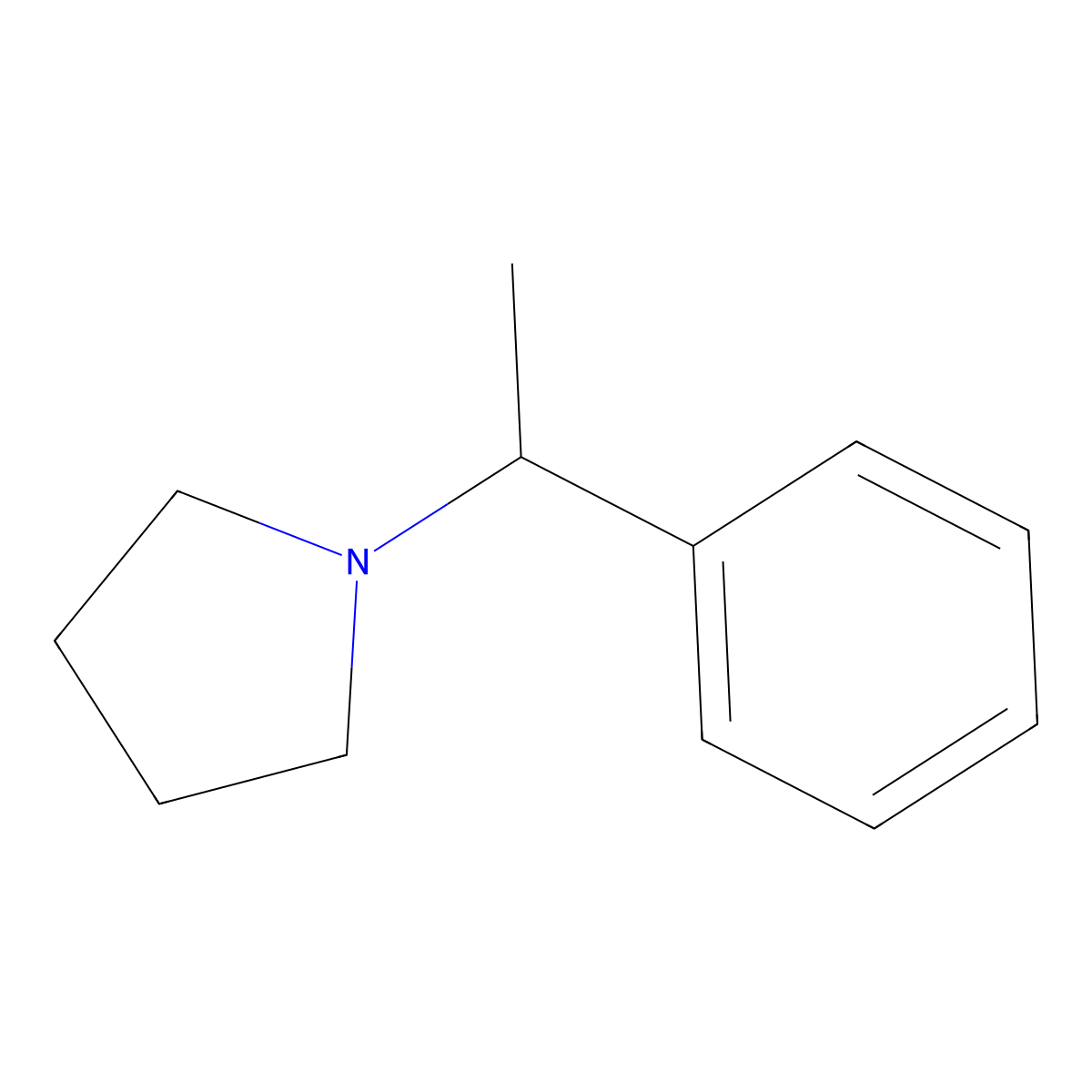 Pyrrolidine, 1-(1-phenylethyl)- molecular structure, CAS 17782-39-7