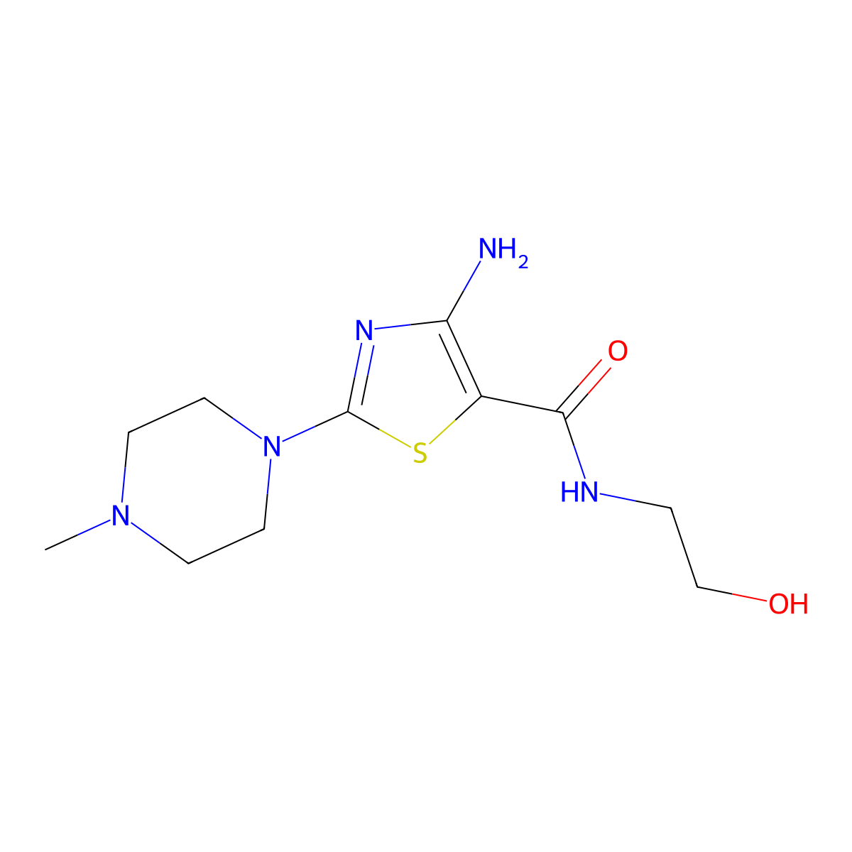 4-Amino-N-(2-hydroxyethyl)-2-(4-methylpiperazin-1-yl)-1,3-thiazole-5-carboxamide molecular structure, CAS 1778239-30-7