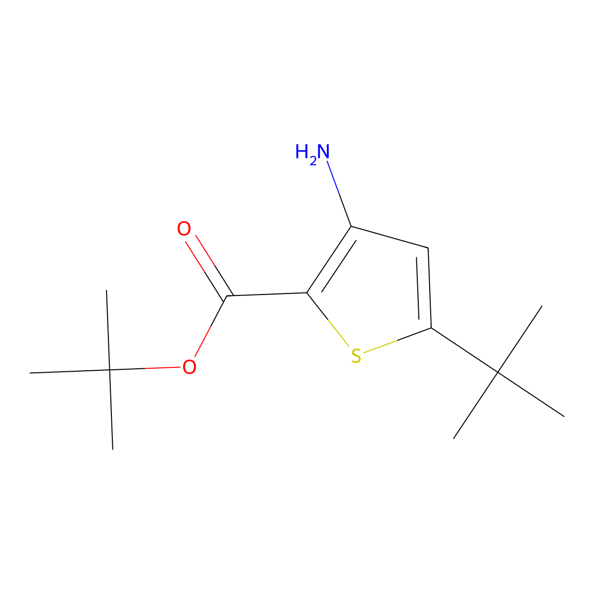Tert-butyl 3-amino-5-tert-butylthiophene-2-carboxylate molecular structure, CAS 1778361-89-9