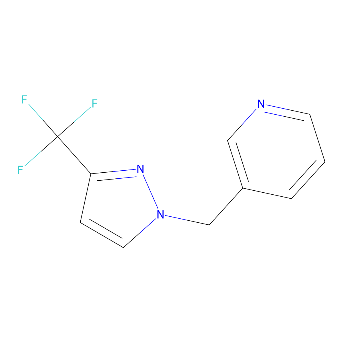 3-{[3-(trifluoromethyl)-1H-pyrazol-1-yl]methyl}pyridine molecular structure, CAS 1778384-22-7