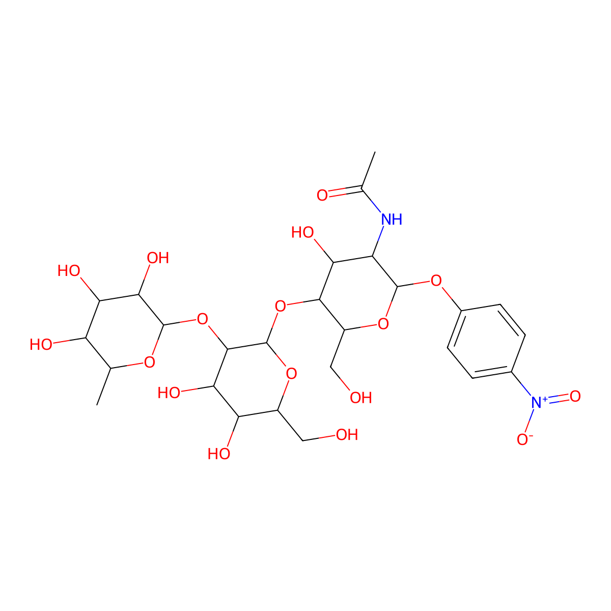 N-[(2S,3R,4R,5S,6R)-5-[(2S,3R,4S,5R,6R)-4,5-Dihydroxy-6-(hydroxymethyl)-3-[(2S,3S,4R,5S,6S)-3,4,5-trihydroxy-6-methyloxan-2-yl]oxyoxan-2-yl]oxy-4-hydroxy-6-(hydroxymethyl)-2-(4-nitrophenoxy)oxan-3-yl]acetamide molecular structure, CAS 177855-99-1