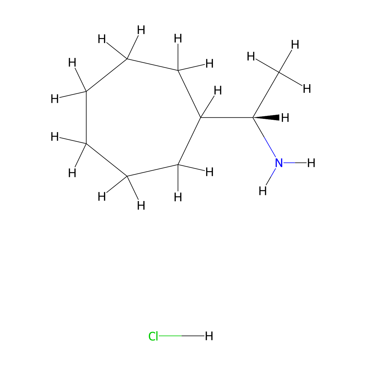 (1S)-1-cycloheptylethan-1-amine hydrochloride molecular structure, CAS 177859-53-9