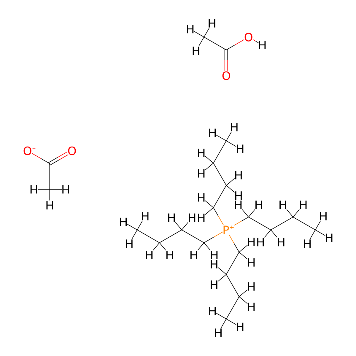 Phosphonium, tetrabutyl-, acetate, compd. with acetic acid (1:1) molecular structure, CAS 17786-43-5