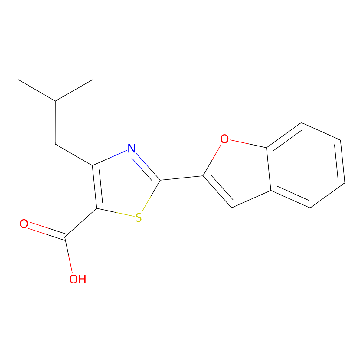 2-(1-Benzofuran-2-yl)-4-(2-methylpropyl)-1,3-thiazole-5-carboxylic acid molecular structure, CAS 1778623-14-5