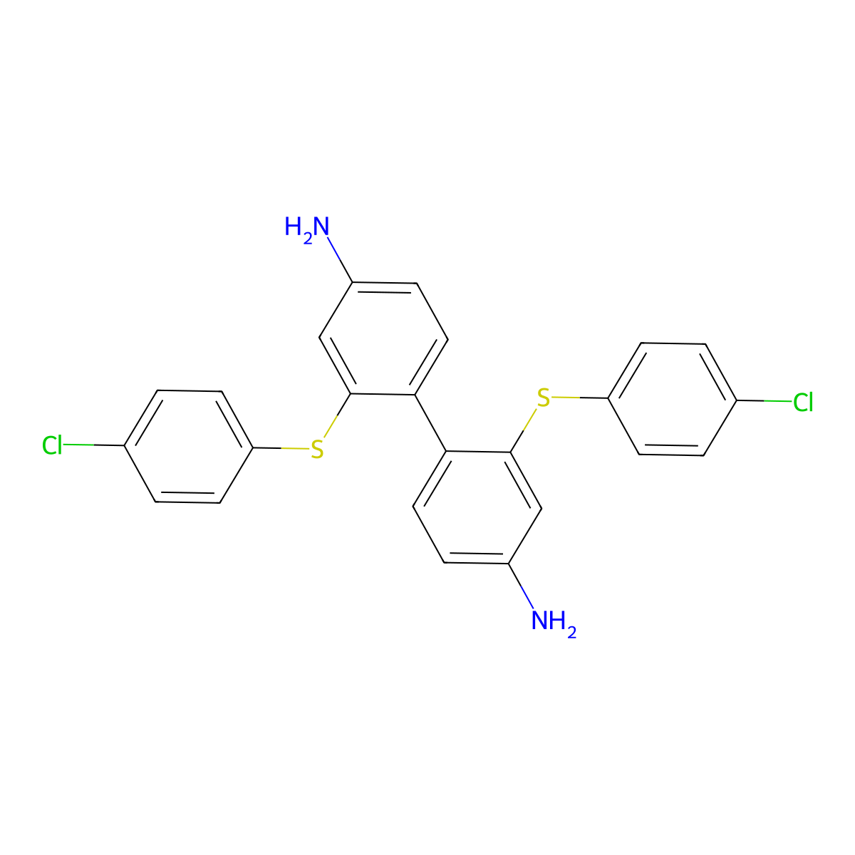 2,2'-Bis((4-chlorophenyl)thio)-[1,1'-biphenyl]-4,4'-diamine molecular structure, CAS 1778641-30-7