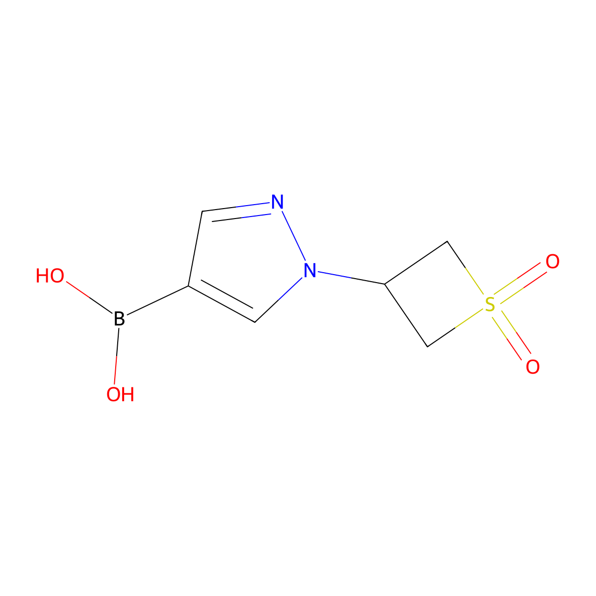 [1-(1,1-dioxo-1lambda6-thietan-3-yl)-1H-pyrazol-4-yl]boronic acid molecular structure, CAS 1778667-16-5