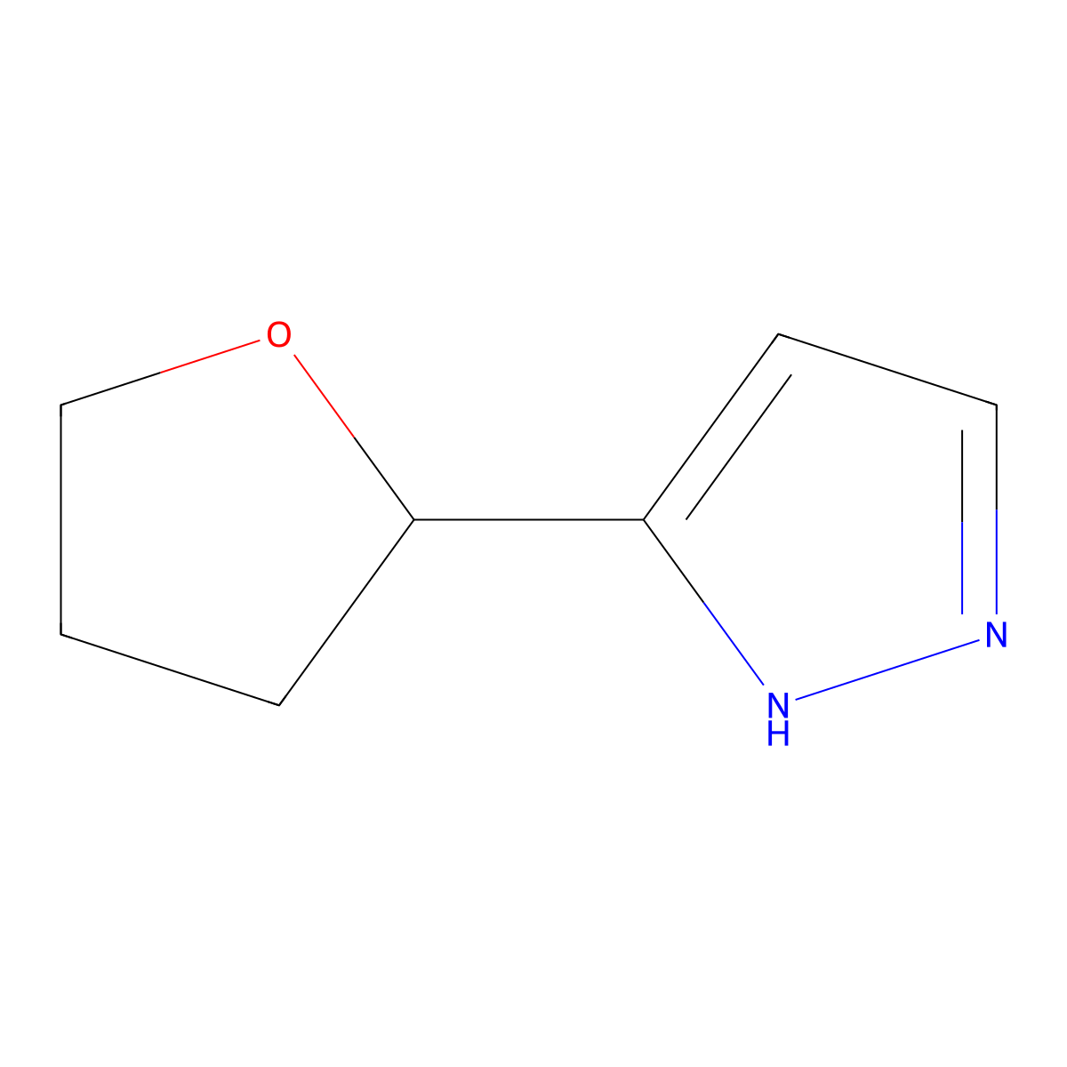 3-(oxolan-2-yl)-1H-pyrazole molecular structure, CAS 1778695-51-4
