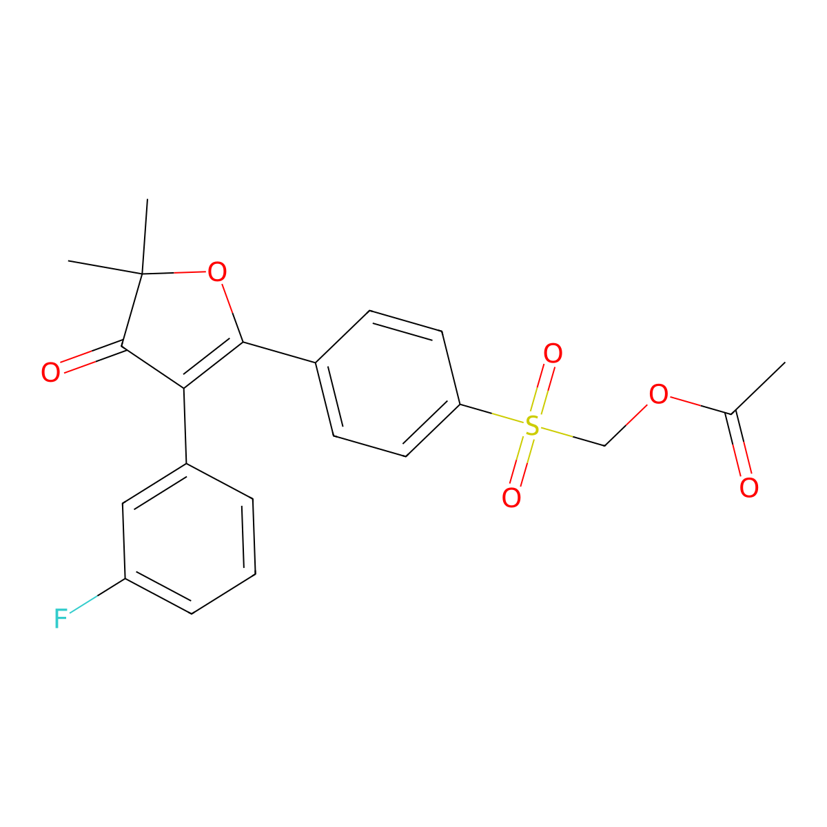 ((4-(3-(3-Fluorophenyl)-5,5-dimethyl-4-oxo-4,5-dihydrofuran-2-yl)phenyl)sulfonyl)methyl acetate molecular structure, CAS 1778703-66-4