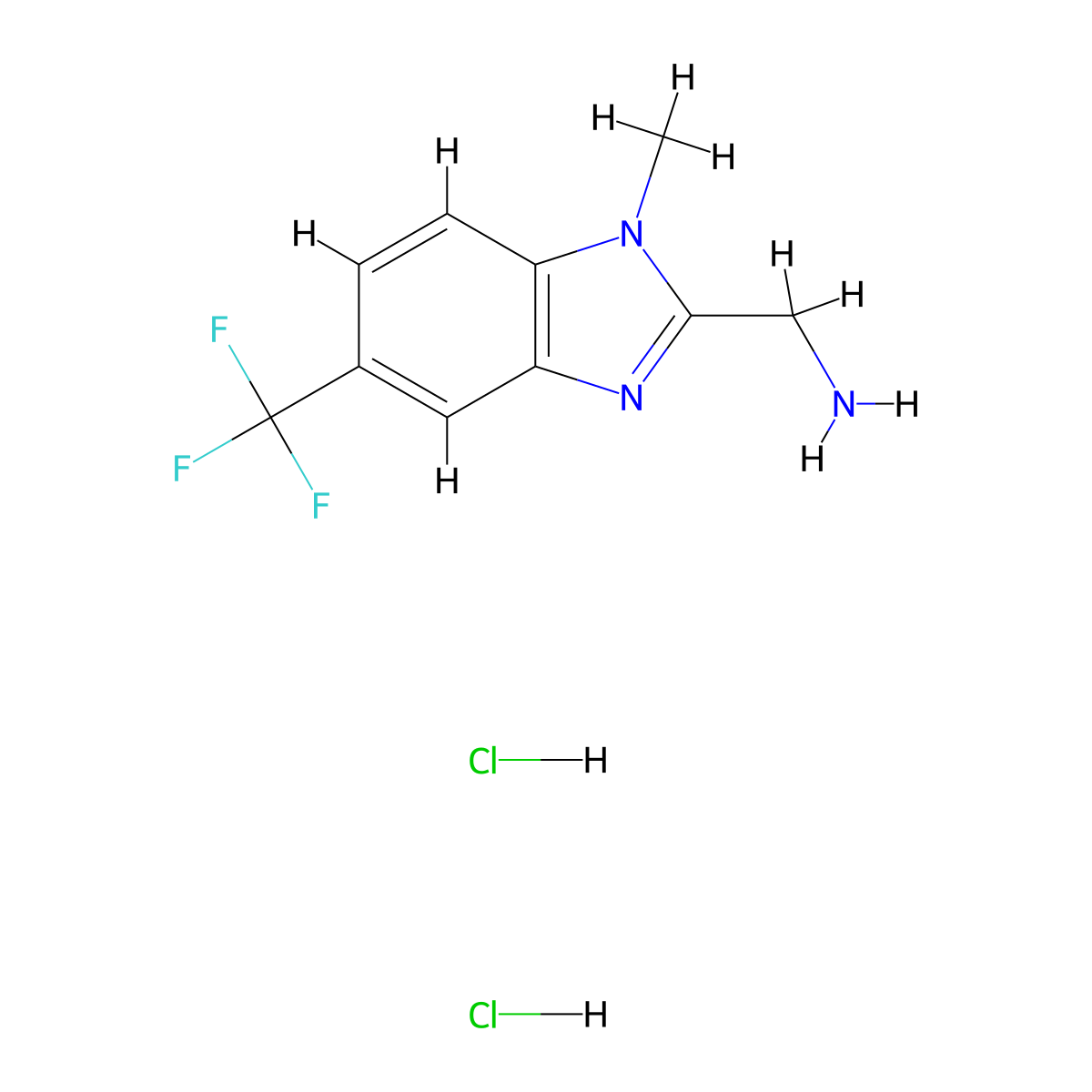 1-[1-methyl-5-(trifluoromethyl)-1H-1,3-benzodiazol-2-yl]methanamine dihydrochloride molecular structure, CAS 1778734-53-4