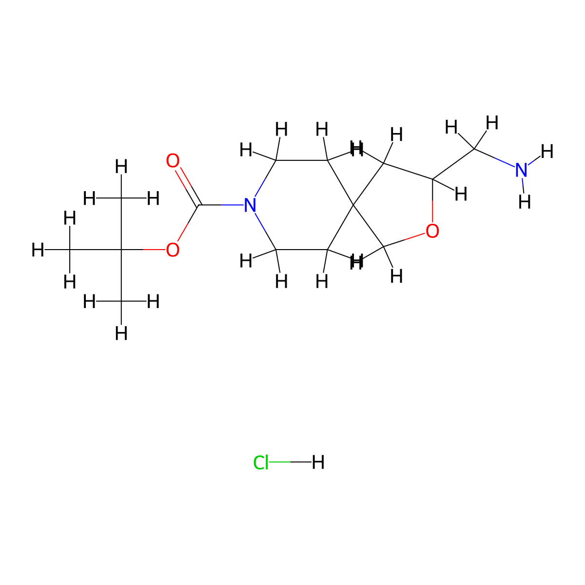 Tert-butyl 3-(aminomethyl)-2-oxa-8-azaspiro[4.5]decane-8-carboxylate hydrochloride molecular structure, CAS 1778734-66-9
