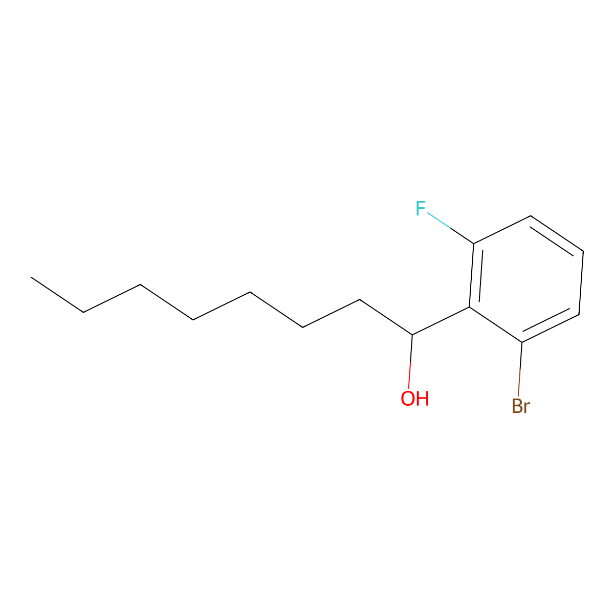 2-Bromo-6-fluoro-alpha-heptylbenZenemethanol molecular structure, CAS 1778756-58-3