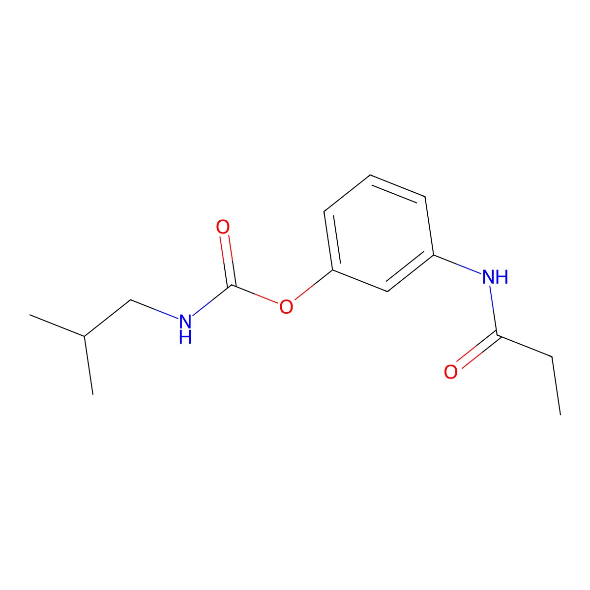 Propionanilide, 3'-hydroxy-, isobutylcarbamate (ester) molecular structure, CAS 17788-28-2