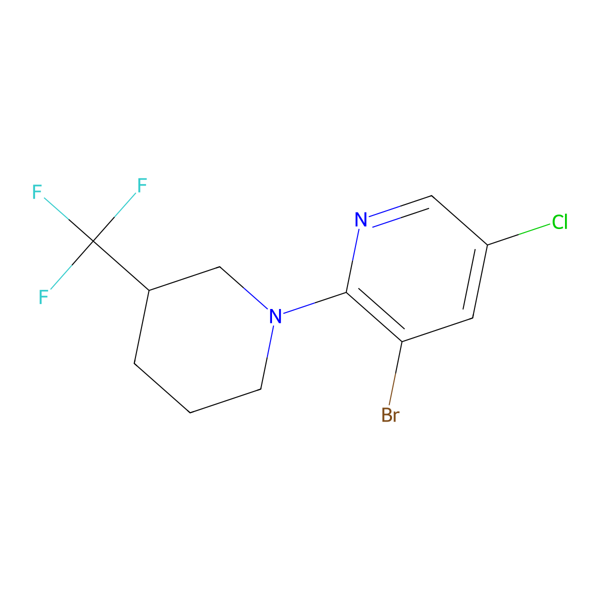 3-Bromo-5-chloro-2-[3-(trifluoromethyl)piperidin-1-yl]pyridine molecular structure, CAS 1778925-97-5